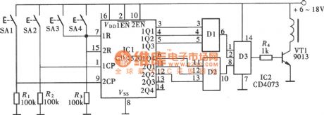 CD4520 digital coded lock circuit