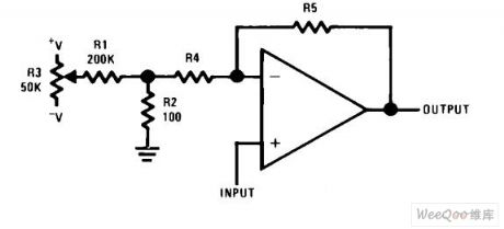 offset voltage adjustment non-inverting amplifier circuit