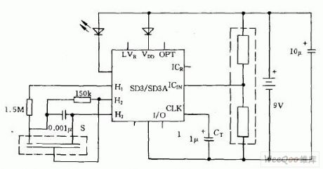 using light-emitting diode for piezoelectric signal generator display circuit
