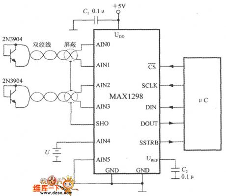 Temperature/Voltage Monitoring System Circuit Composed Of MAX1298