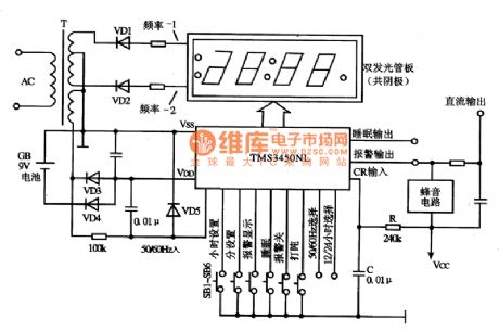 TMS3450NL Digital Clock Integrated Circuit Diagram