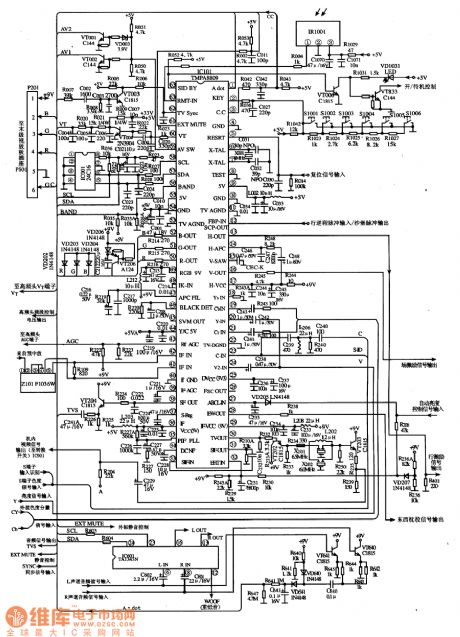 TMPA8809 Multi-Function Super-Monolithic Integrated Circuit Diagram