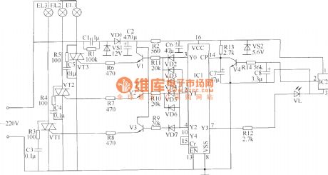 The infrared remote control switch circuit of ceiling lamps