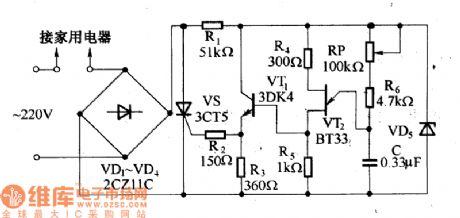Unidirectional thyristor AC voltage regulation circuit