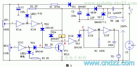 The mains voltage dual-way crossing lime alarm circuit