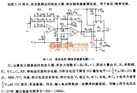 555 Linear Voltage/Frequency Converter circuit (Two)