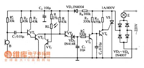Sound control photosensitive delay switch circuit