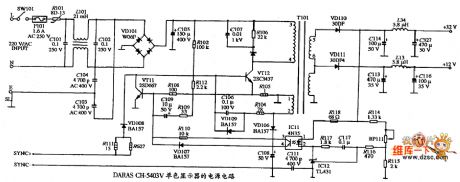 Monochrome display DARAS CH-5403V-type power supply circuit