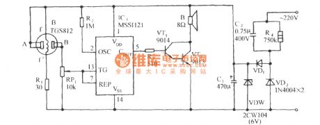 The language calling circuit of combustible gas leakage