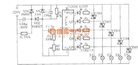 Five flash lamp string circuit (3)(Y977A)