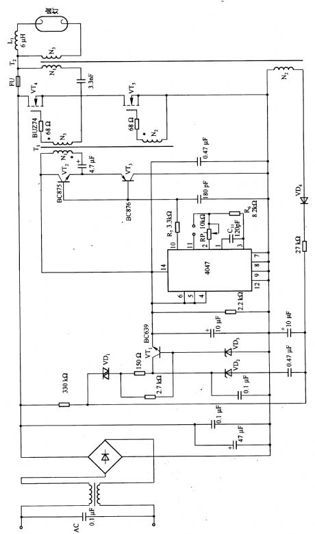 Halogen lamp driver circuit composed of 4047