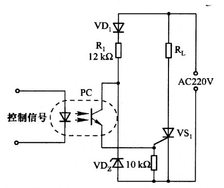 The thyristor trigger circuit composed of photocoupler