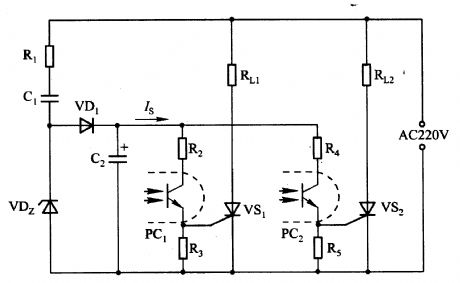 The thyristor trigger circuit composed of photocoupler