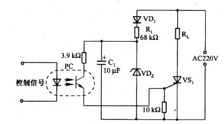 The thyristor trigger circuit composed of photocoupler