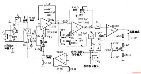 Pulse width / voltage conversion circuit composed of TL082