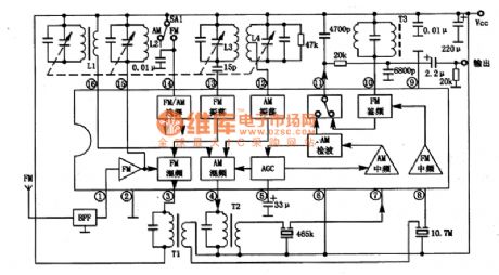TA8164P-AM/FM former stage radio integrated circuit