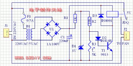 Exhaust fan automatically starting circuit