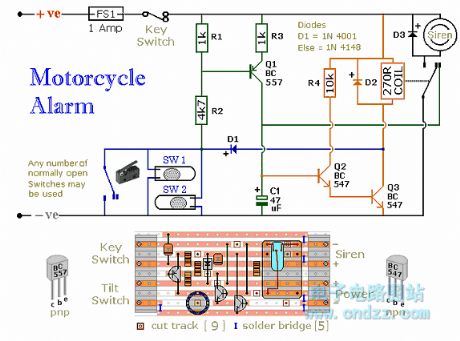 The motorcycle alarm circuit