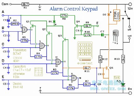 The alarm control key circuit