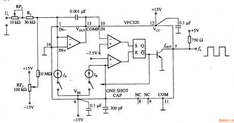 Voltage / frequency and frequency / voltage conversion circuit composed of VFC320