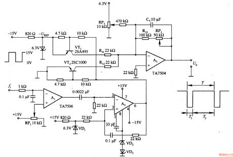 Frequency / voltage conversion circuit composed of TA7506