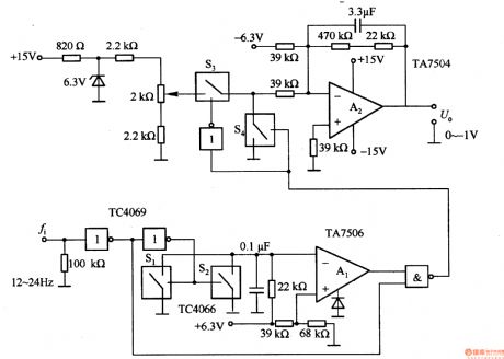 Frequency / voltage conversion circuit composed of analog switch