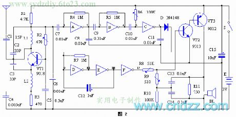 The ultra-short wave package left reminding alarm circuit