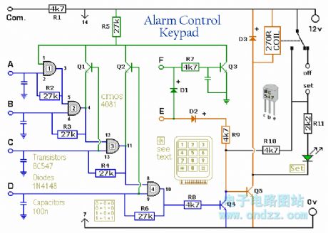 The 4-word control keypad circuit