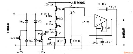 Current / voltage conversion circuit composed of μA741