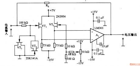 Current / voltage conversion circuit composed of LM301
