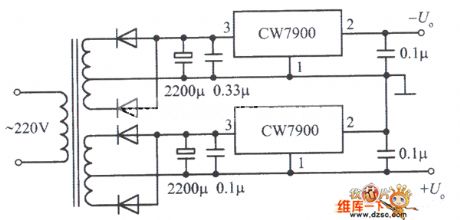 Positive and negative output voltage integrated voltage stabilization power supply circuit