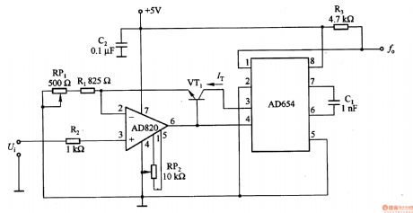 Voltage / frequency conversion circuit composed of μA741
