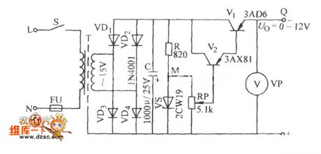 0-12V Adjustable Voltage Stabilization Circuit