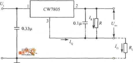 Constant current source circuit composed of the three-port fixed output integrated regulator