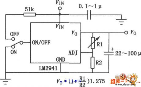 Typical application circuit of the LM/LT multi-functional switch integrated regulator