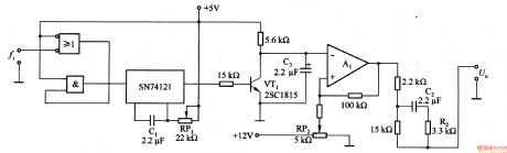 Frequency / voltage conversion circuit composed of SN74121