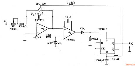 Voltage / frequency conversion circuit composed of TA7505