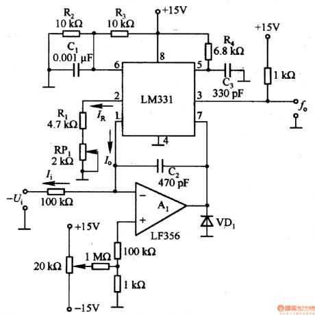 Voltage / frequency conversion circuit composed of LM331