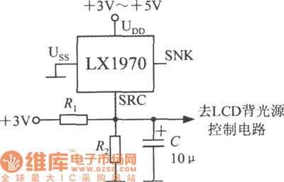LCD Backlight Luminance Auto-control Circuit (Visible Light Luminance Sensor LX1970) Diagram