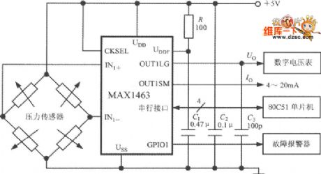High precision pressure test system circuit composed of the MAX1463