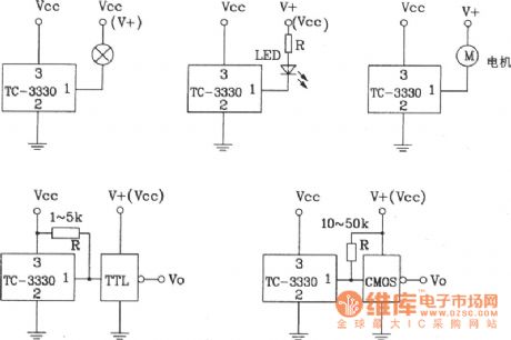 TC-3330 Single-Chip Integrated Photoelectric Switch Driving Different Loads Application Circuit