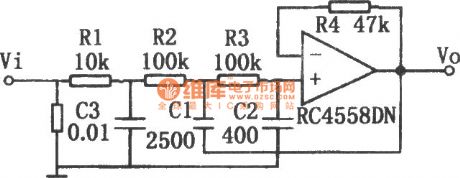 -18dB/octave Active Low-pass Filter Circuit (RC4558DN)