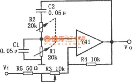 Q and Frequency Adjustable Narrow Band Filter (741)