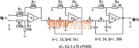 24dB/ octave Low-pass Filter Circuit Composed of the Same Parameters (μPC882)