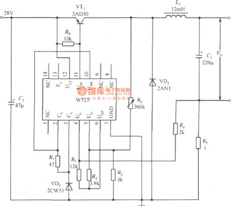 Switch constant current power supply applying circuit made by W723
