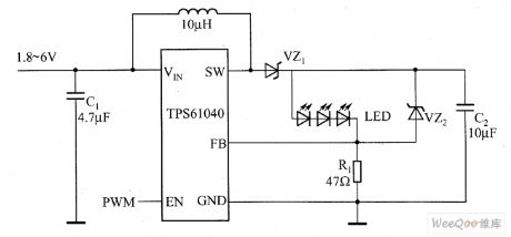 The serial LED circuit driven by inductance booster transformer IC