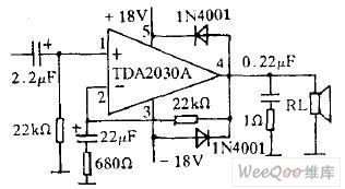 The OTL power amplifier circuit composed of TDA2030A