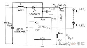 XC9103 white LED driver circuit diagram