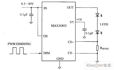 MAX16803 white LED driver circuit diagram