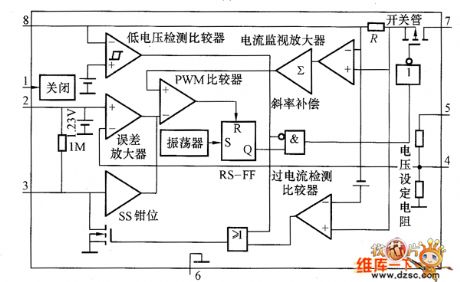 MAX730 Series Integrated Voltage Regulator Internal Equivalent Circuit